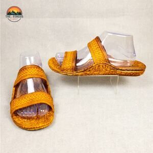 J-Slips Hawaii Slide Comfort Sandals Brown Slip On Unisex Size W9 M7.5